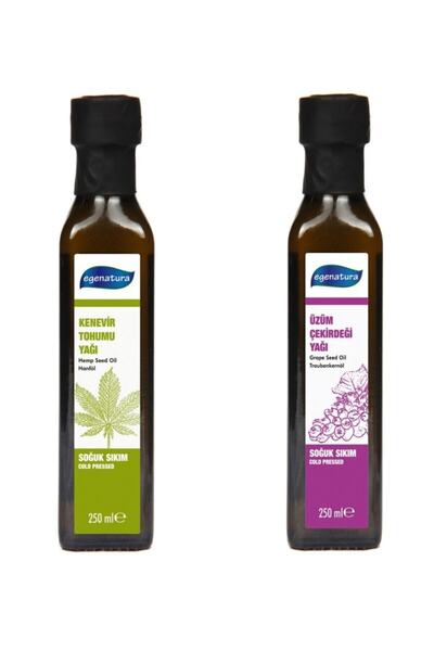 250 Ml Kenevir Tohumu Yağı + 250 Ml Üzüm Çekirdeği Yağı Soğuk Sıkım 2x250 Ml