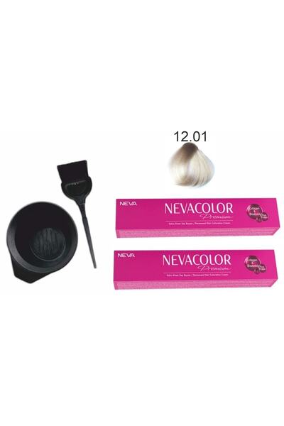 Neva Color Tüp Boya 12.01 Yoğun Küllü Süper Açıcı Eko. 2'li Paket+boyama Seti