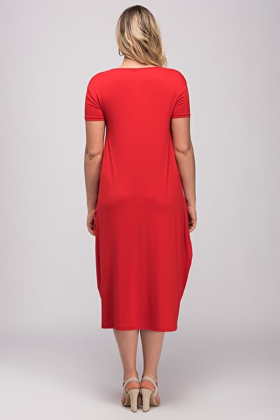 Şans Plus Size Dress - Red - Basic