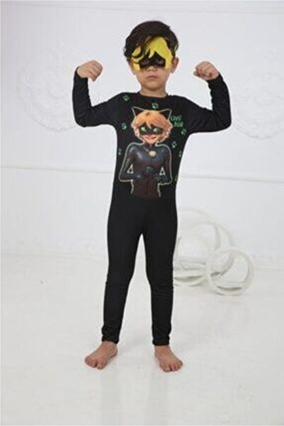 Genel Markalar Erkek Çocuk Siyah Kara Kedi Süper Kahraman Kostümü