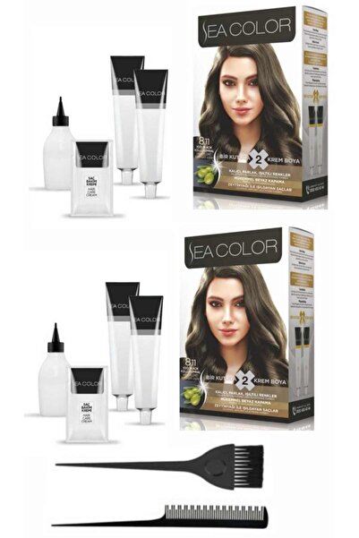 Sea Color Bir Kutuda 2 Boyama X2 Adet 8.11 Yoğun Açık Küllü Kumral+tarak-fırça