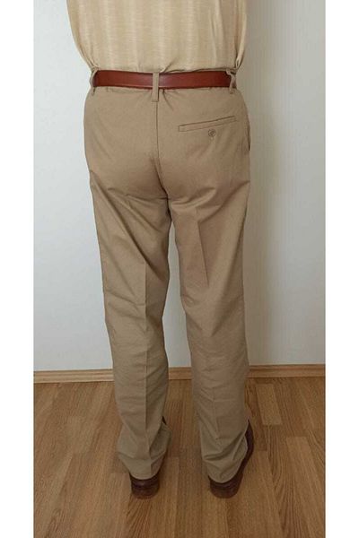 KARAOĞLU TEKSTİL Men's Beige Classic Cut Canvas Trousers