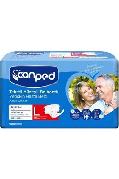 Canped Textile Surface Waistband Adult Patient Diapers Large 30 Pcs