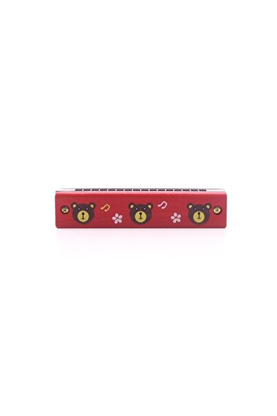 Deco Elit 1 Piece Wooden Harmonica 16 Holes Double Row Red Pattern Children's...