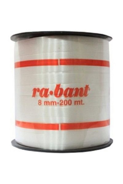 rabant 8 mm White Flat Raffia Strip - 200 m