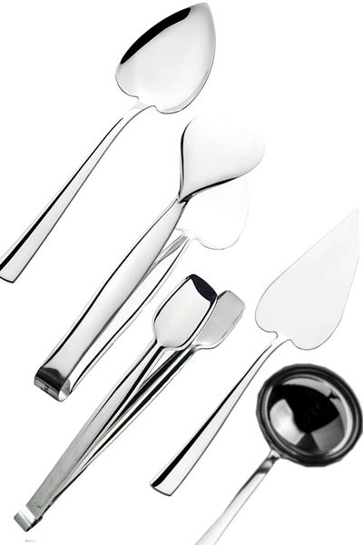 Nehir Stainless Steel 5-Piece Serving Tongs Spatula Spoon Grill Ladle Set