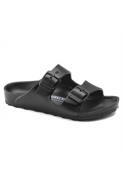 Birkenstock Papuci negri cu dungi duble pentru copii Arizona Eva1018924