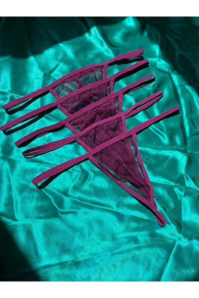 Maly Love Kadın Mor Likralı String Tanga 5'li