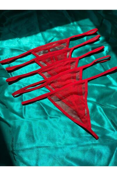 Maly Love Kadın Kırmızı Likralı String Tanga 5'li