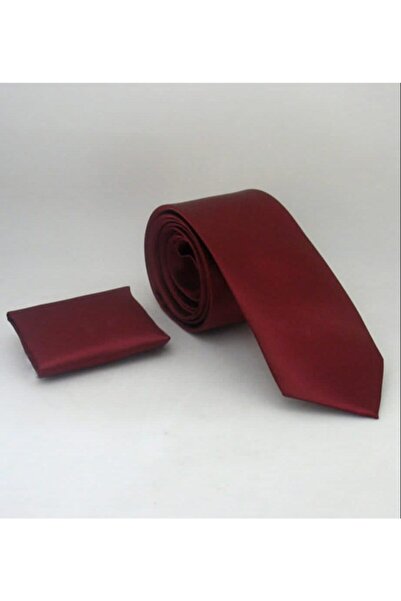 MaviMoure ربطة عنق منديل باللون العنابي للرجال