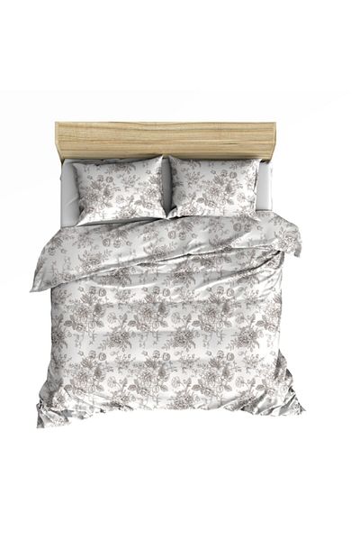 makiteks 100% Cotton Soloi Gray Double Duvet Cover and Pillowcase Set
