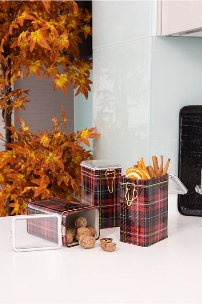 EVLE Efb21ı3 Rectangular Lockable Storage Container 75x100x150 Set of 3, Plaid