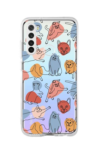 mooodcase متوافق مع Redmi Note 8، حافظة سيليكون شفافة ممتازة مع نمط شخصيات قطة لطيفة