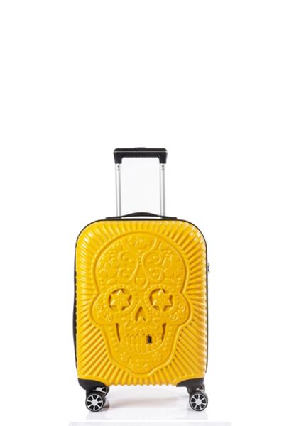 ÇÇS Abs Kuru Kafa Desenli Sarı Büyük Boy Valiz 5180