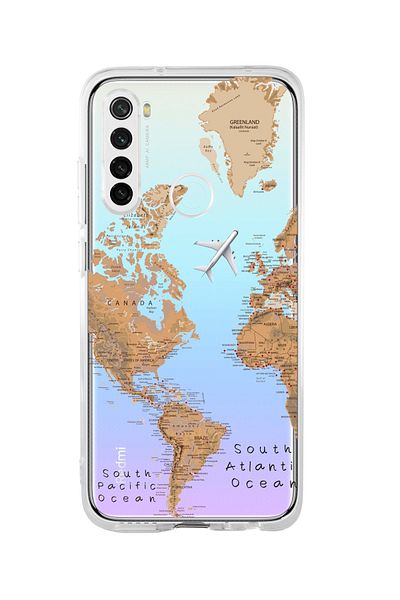 mooodcase حافظة سيليكون شفافة ممتازة لهاتف Redmi Note 8 World Map