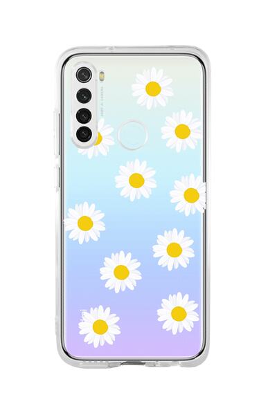 mooodcase جراب سيليكون شفاف ممتاز متوافق مع هاتف Redmi Note 8 مع نمط زهور الإقحوانات الربيعية