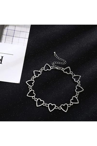 AlpCollection Punk Harajuku Row Heart Choker Necklace 35 Cm