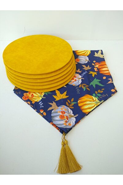 Ayşemce Διακοσμητικό ράνερ με σχέδιο κολοκύθας, 6 κίτρινα χρώματα Supla