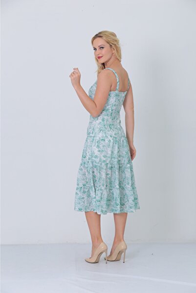 TİESSİ Жіноча зелена сукня з квітковим принтом на бретельках