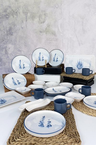 Keramika Blue Magic Stackable Breakfast Set 26 Pieces for 6 People