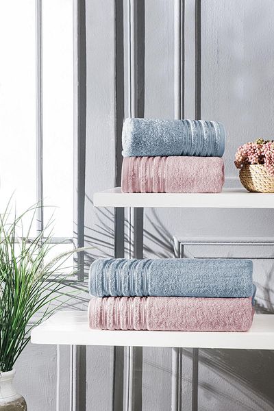 Upline Supreme Bamboo Extra Soft High Quality Towel Set - Powder/blue (2*50x85+2*70x140)