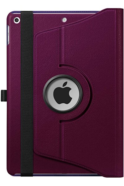 Fuchsia Ipad 10.2 (8.nesil) 360 Tablet Deri Kılıf - Mürdüm