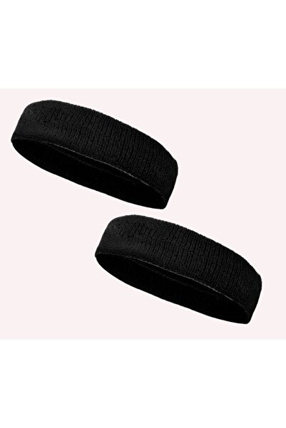 By Leon 1982 ربطة رأس منشفة رياضية باللون الأسود للجنسين - قطعتين
