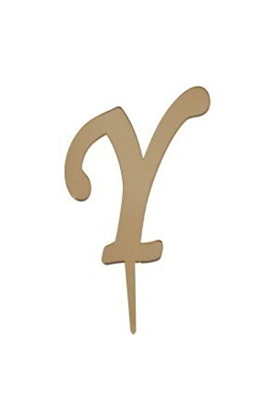 parti sürprizi حرف Y زجاج شبكي ذهبي عاكس 7 سم