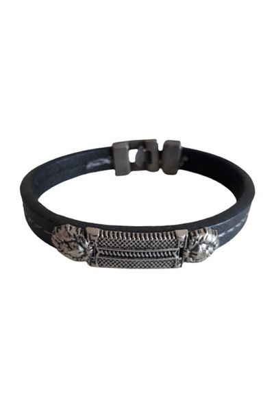 Zaradise Accessories Faux Leather Bracelet with Double Lion Head Figure