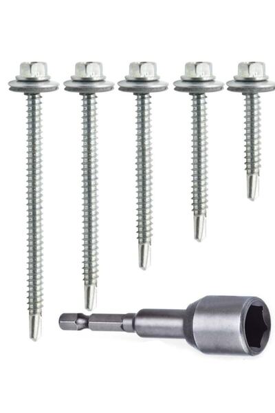 AKSUFEZ Çatı Vidası Matkap Uçlu Trapez Sac Vidası Akıllı Vida 100 Adet 5,5x25 mm