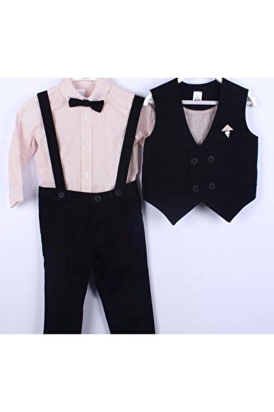 özk kids Baby Boy Black Vest Set