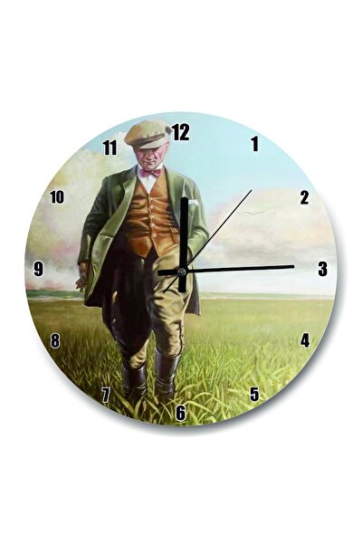 Cakatablo Buğdat Tarlasındaki Atatürk Duvar Saati (çap 30x30 Cm)