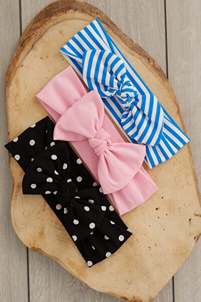 Babygiz Χειροποίητο μαλακό παπιγιόν φυσικό 100% βαμβάκι χτενισμένο βαμβάκι 3 τεμαχίων παιδικό σετ μπαντάνας για κορίτσια