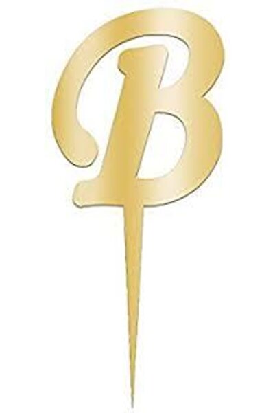 parti sürprizi زجاج شبكي عاكس ذهبي حرف B مقاس 7 سم