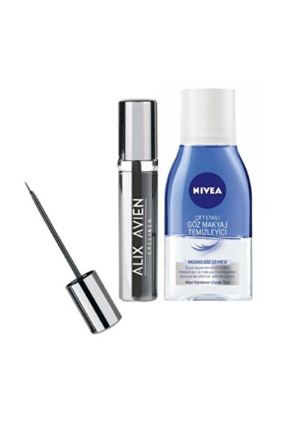 NIVEA Çift Etkili Göz Makyaj Temizleyici 125 Ml + Alix Avien Eyeliner Siyah 7 Ml