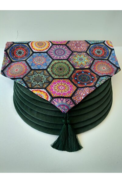 Ayşemce Petek Desenli Runner, 6 Koyu Yeşil Renk Supla