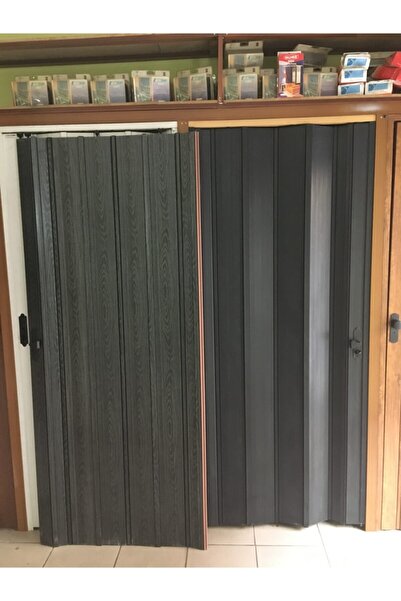 DEKORAKS 1 Sıra Camlı Akordeon Kapı Karaağaç Ahşap Desenli 87x215cm
