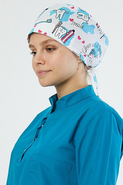 Owlet Medikal White Surgical Cap with Dental Pattern