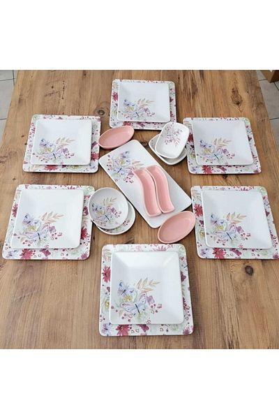 Keramika Matte Butterfly Breakfast Set 21 Pieces for 6 People