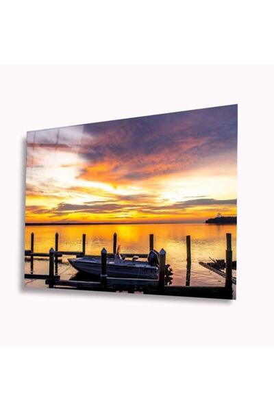 idealizbiz Pictură pe sticlă Sunset pe mare 4 mm Sticlă temperată durabilă