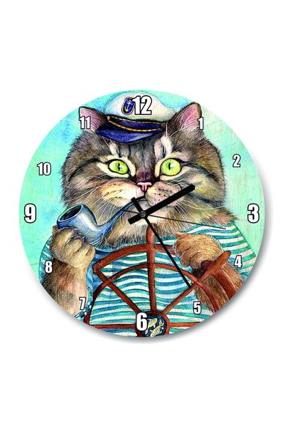 Cakatablo Captain Cat Wall Clock (Diameter 30X30 cm)