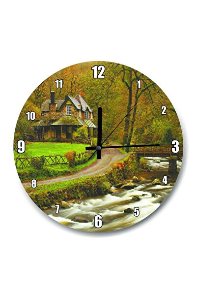 Cakatablo Dere Ev Yol Doğa Duvar Saati (çap 30x30 Cm)