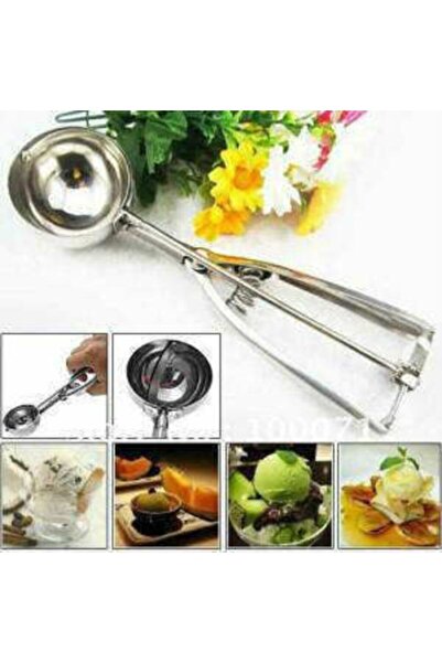 Mercan Triggered Ice Cream Spoon Diameter 5 Cm Stainless Steel