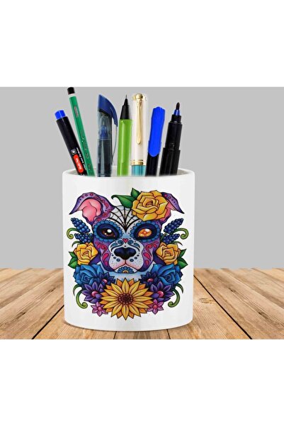 ART HEDİYE حامل قلم على شكل جمجمة كلب مكسيكي على شكل صبار عصاري