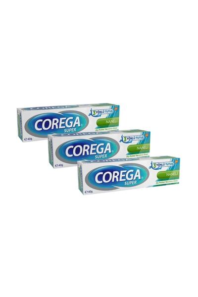Corega Diş Protezi Yapıştırıcı Krem Naneli 40 Gr-3 Adet