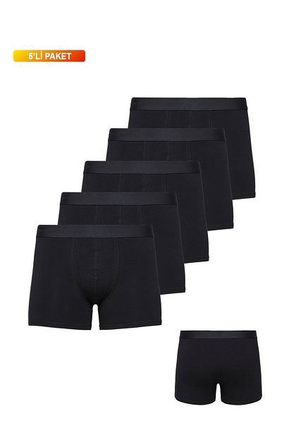 UMFANG Men's Black Boxer Cotton Lycra 5 Pack
