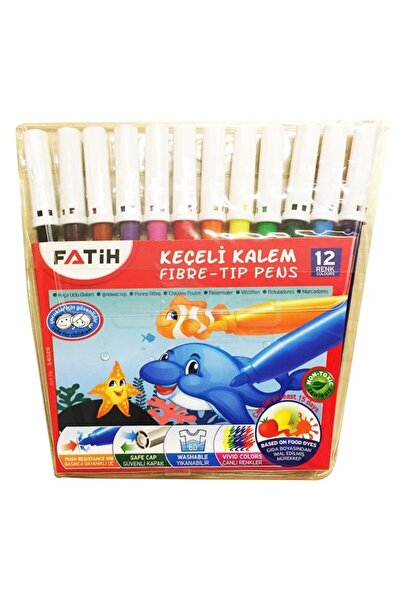 FATİH KALEM فاتح 12 لون قلم تلوين لباد (قرطاسية)