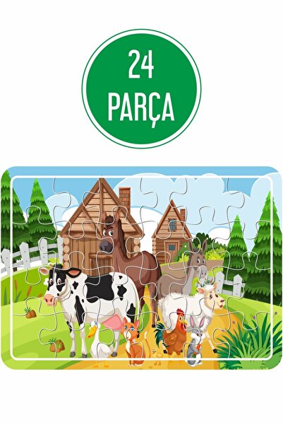 Baskı Atölyesi Sevimli Hayvanlar, Dinazorlar Ve Ayıcık Uçakta Ahşap Puzzle Seti