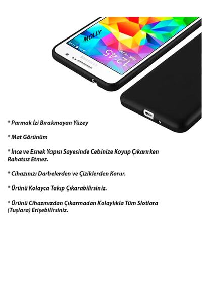 Molly Galaxy Grand Prime Uyumlu Metalik Mavi Mat Silikon Kılıf