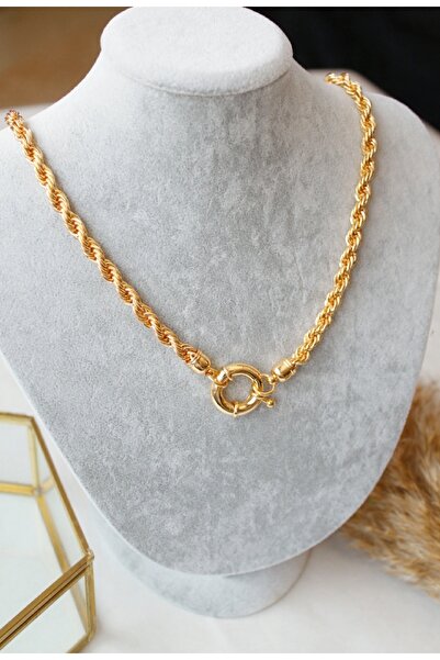 SU PERİSİ TAKI BİJUTERİ Gold Dümen Modelli Burgu Kolye